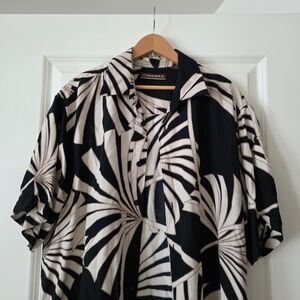 Vintage Cubavera Hawaiin Shirt Mens L Black Cream 90s Tropical